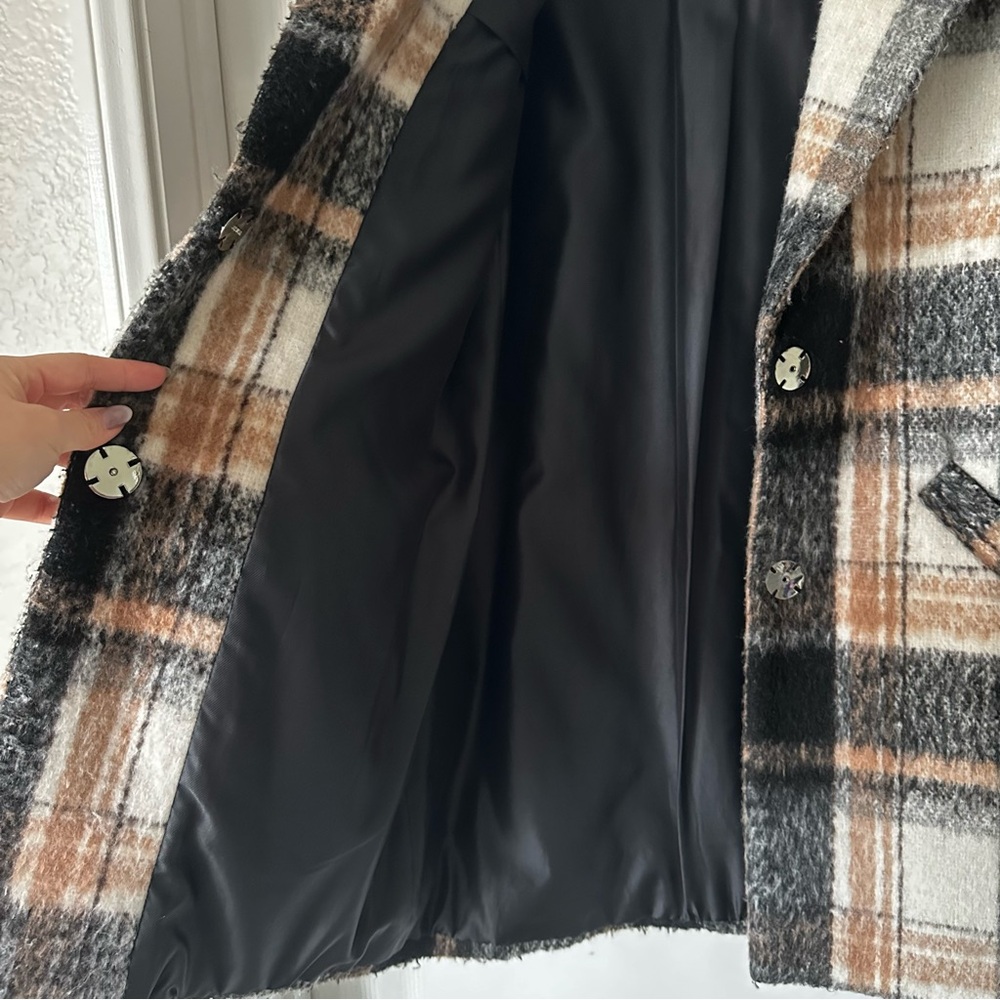 River Island fuzzy checkered / plaid coat - Picture 5 of 5